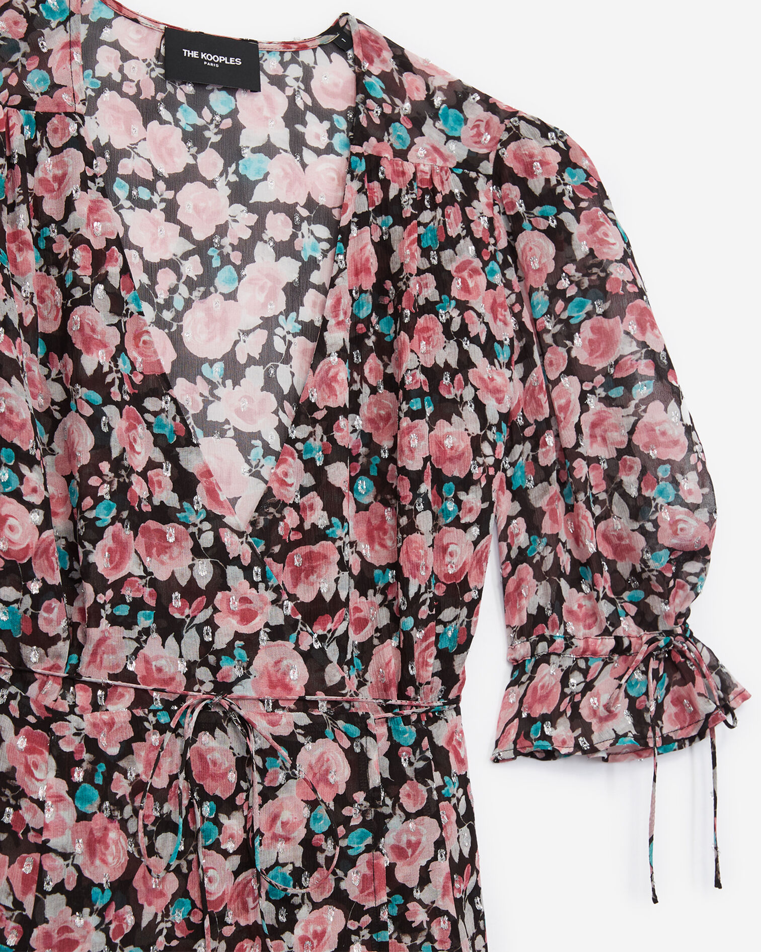 Robe longue à fleurs cache-cœur, PINK / BLACK, hi-res image number null