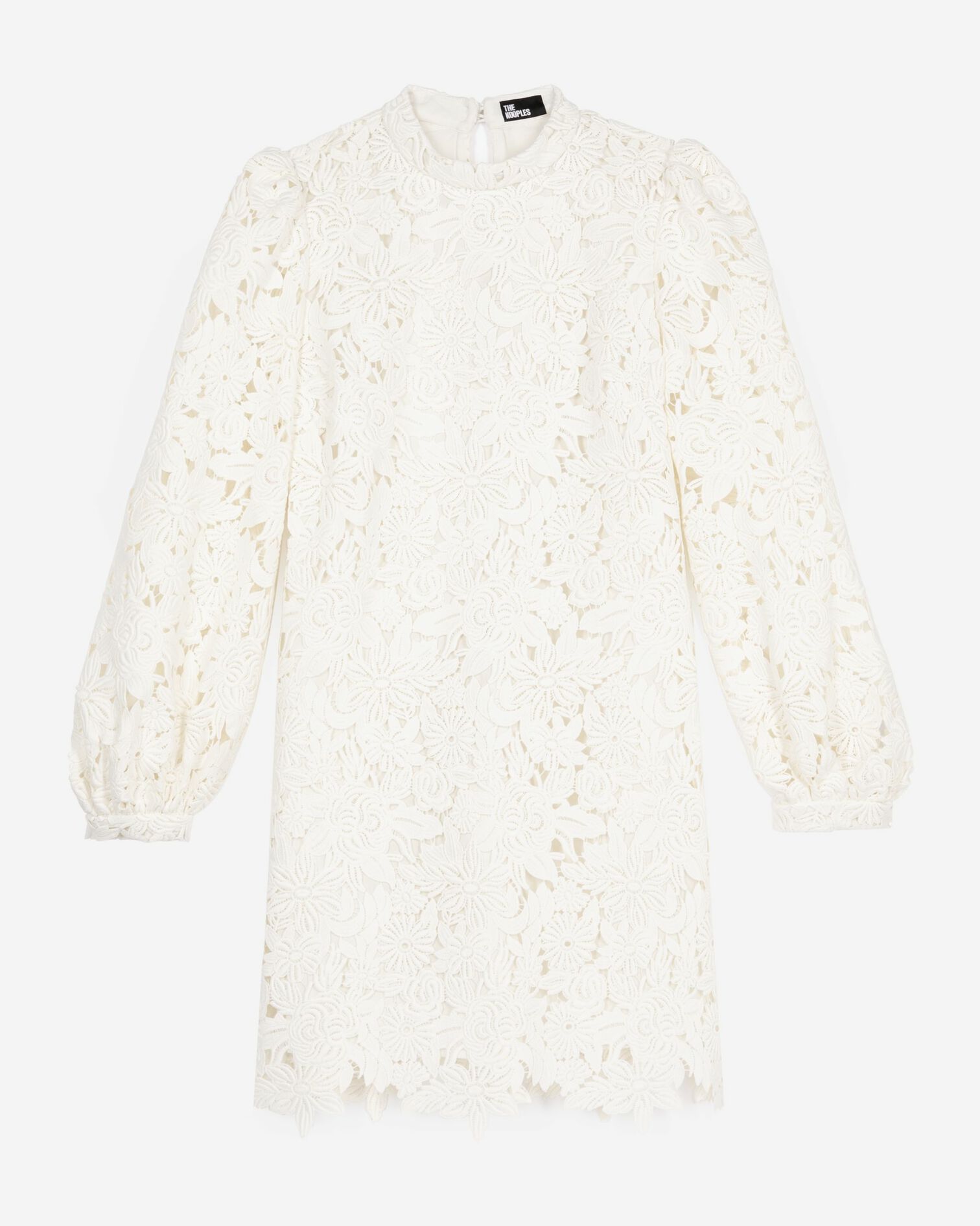 Robe courte en dentelle fleurie écrue, ECRU, hi-res image number null