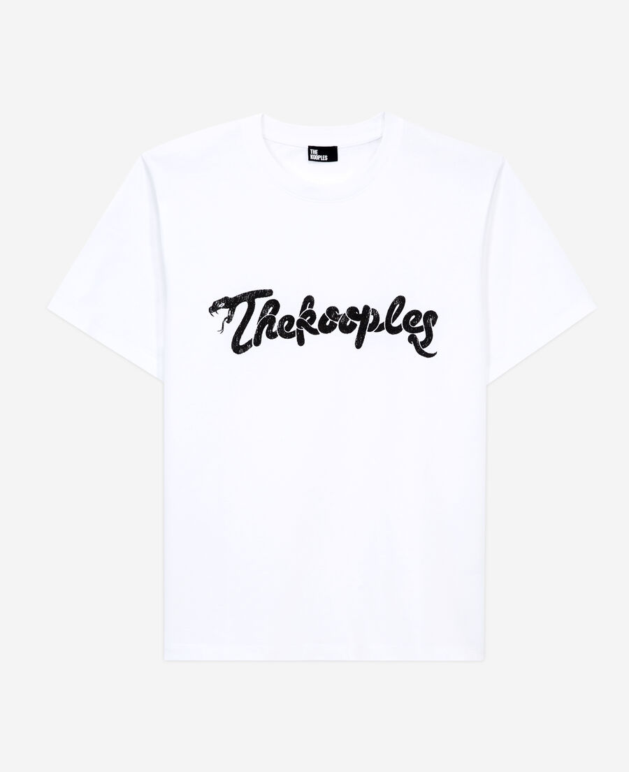camiseta blanca serigrafiada snake logotipo