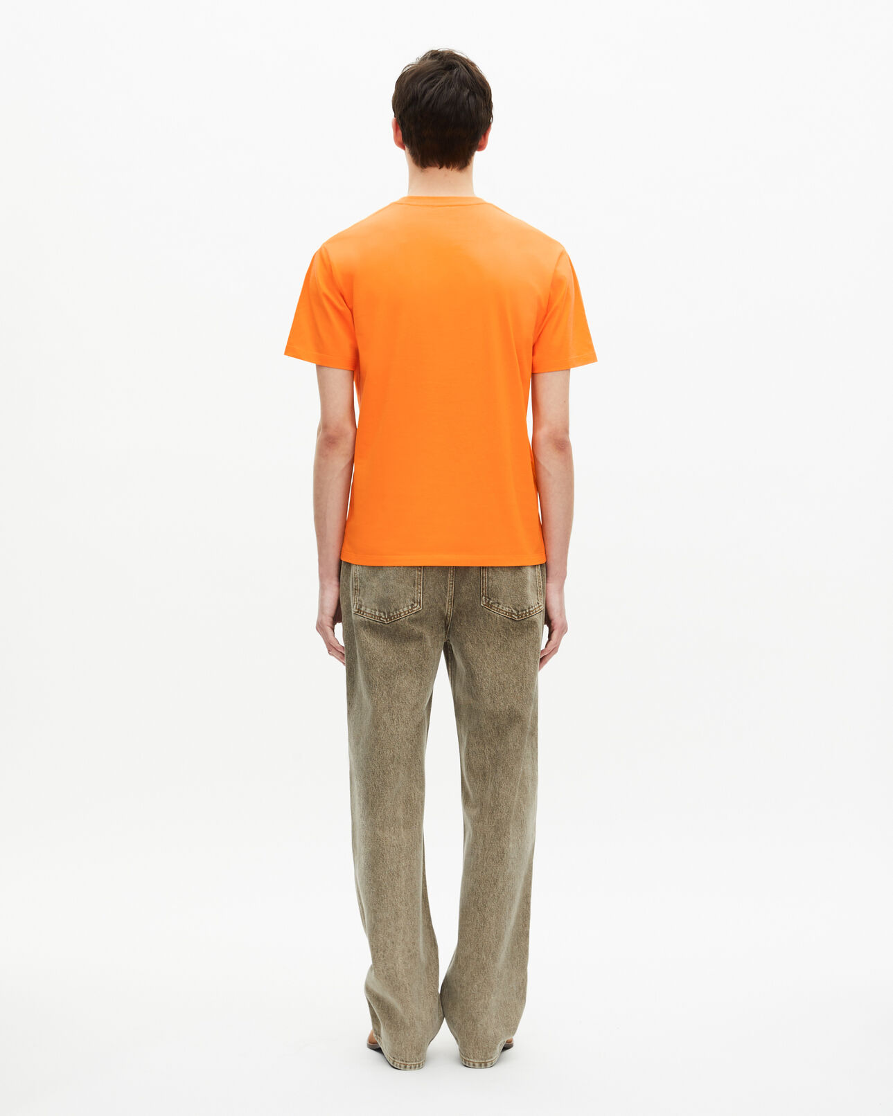 The Kooples MEN ORANGE t-shirt with orange logo screen print