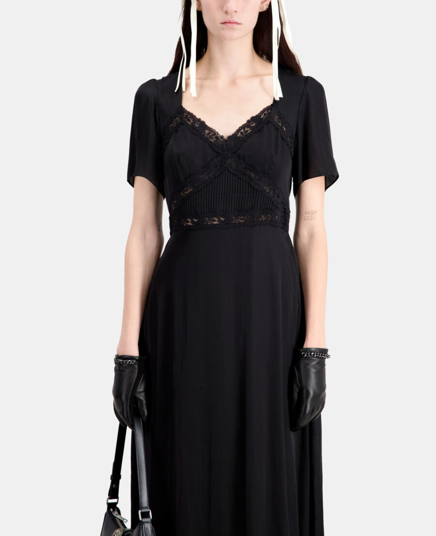 long black dress with lace details