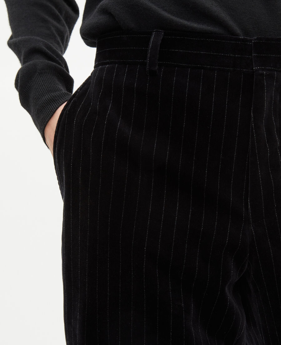 The Kooples MEN BLACK straight black velvet suit pants