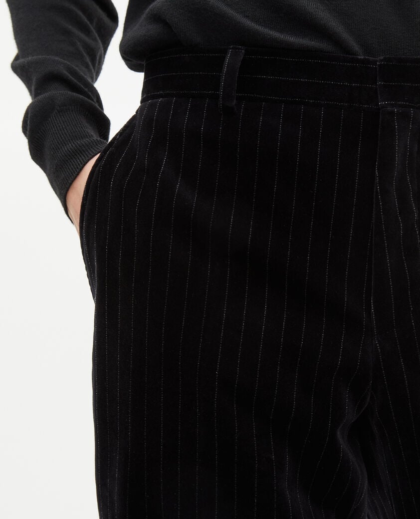 The Kooples HERREN BLACK gerade geschnittene anzughose aus schwarzem samt
