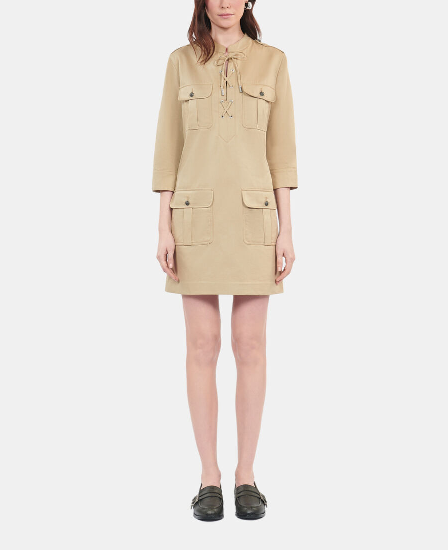 The Kooples FEMME BEIGE robe saharienne courte beige 