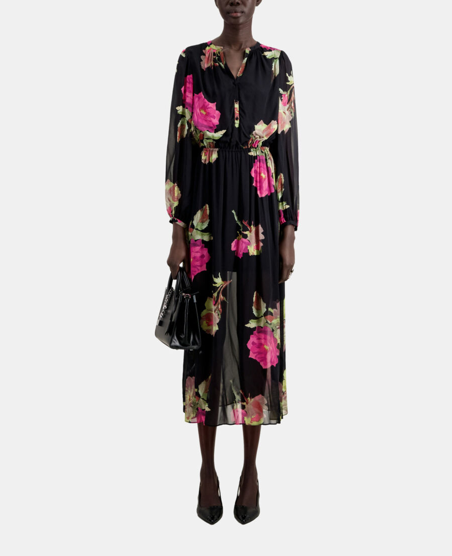 The Kooples WOMEN PINK BLACK long printed dress