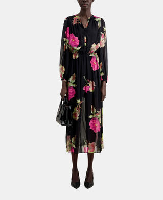 The Kooples WOMEN PINK BLACK long printed dress