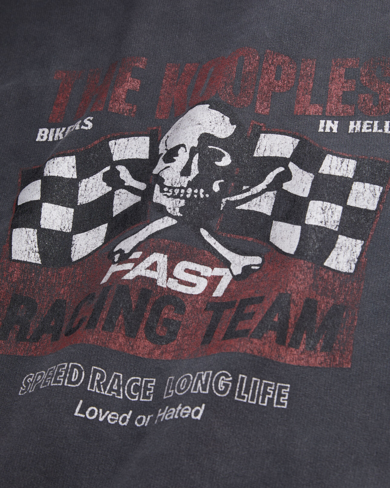 The Kooples WOMEN BLACK WASHED women's black sweatshirt with racing skull serigraphy