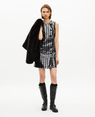 The Kooples DAMEN BLACK WHITE kurzes hahnentrittkleid mit pailletten schwarz