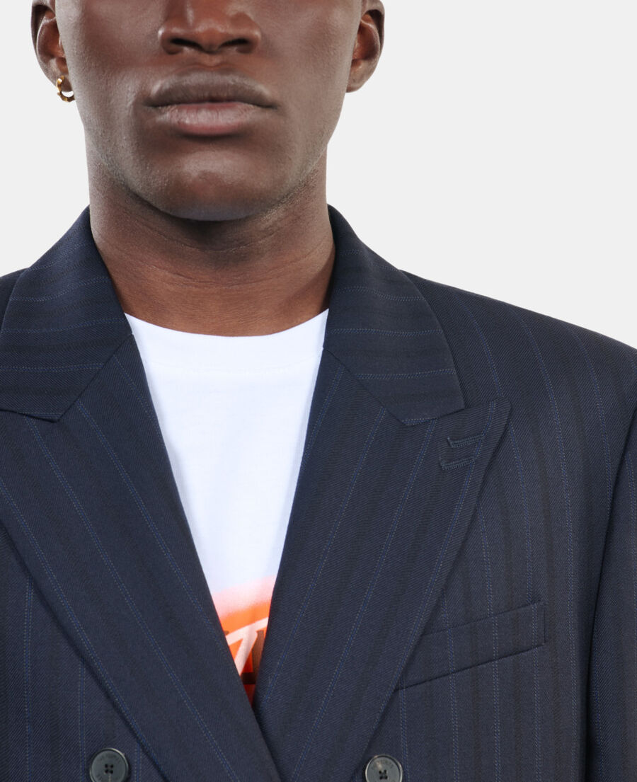 The Kooples HOMME NAVY veste de costume à rayures bleues