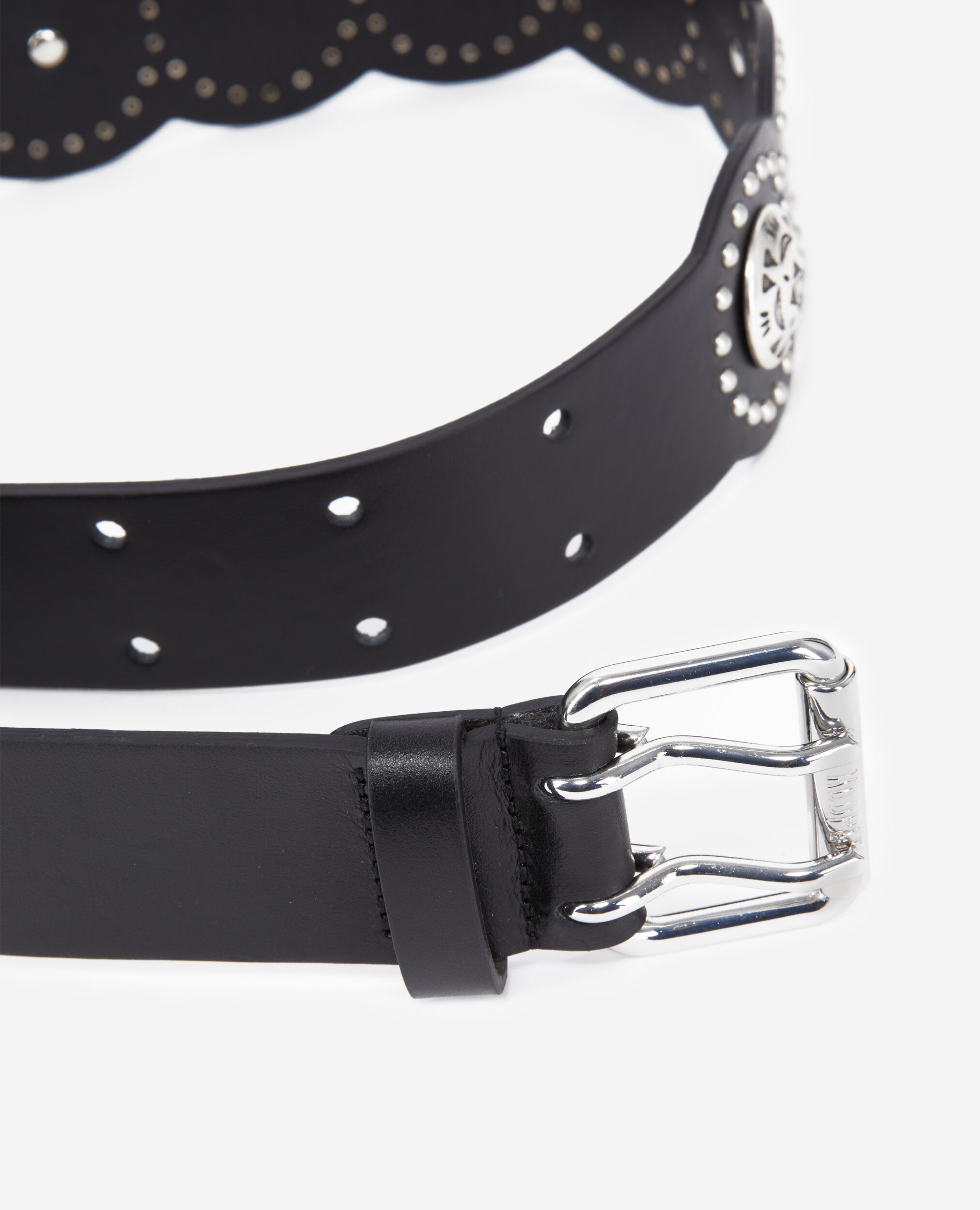 Black leather belt, BLACK, hi-res image number null