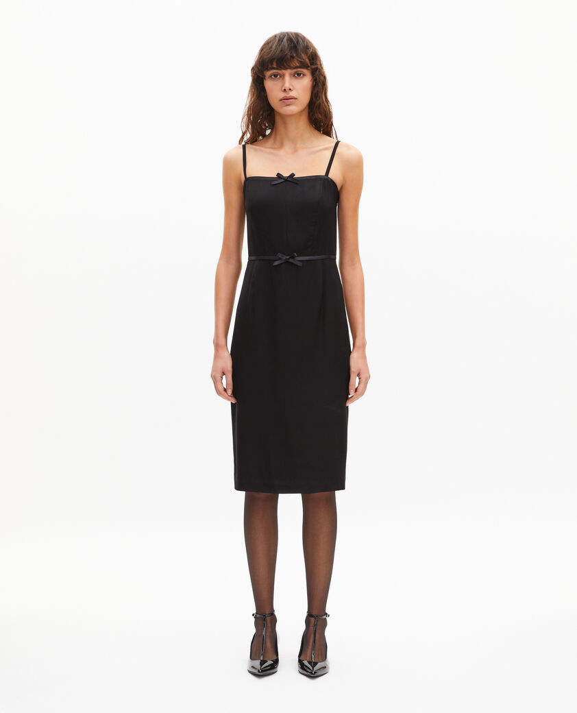 The Kooples WOMEN BLACK short dress with black bow detail