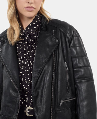 The Kooples FEMME BLACK blouson motard en cuir noir