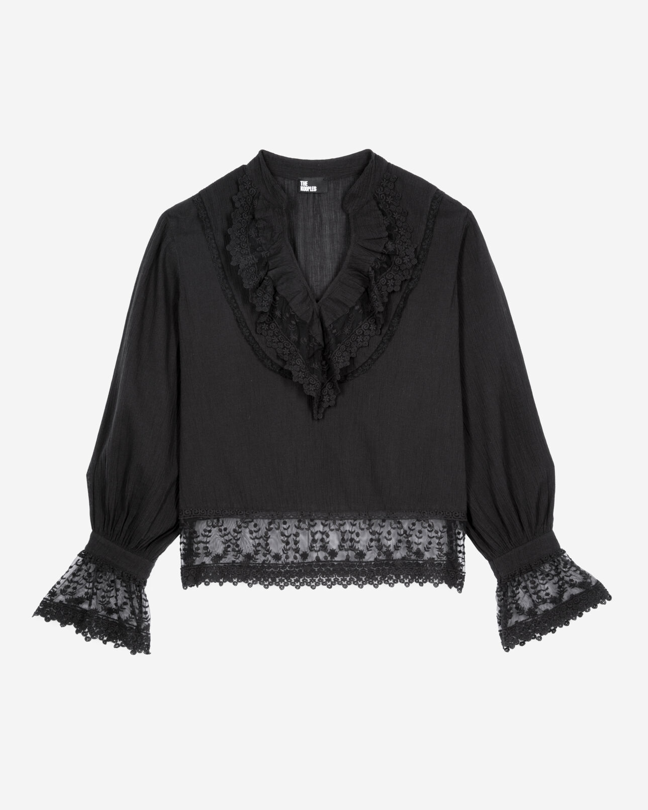 The Kooples WOMEN BLACK blouse with black guipure