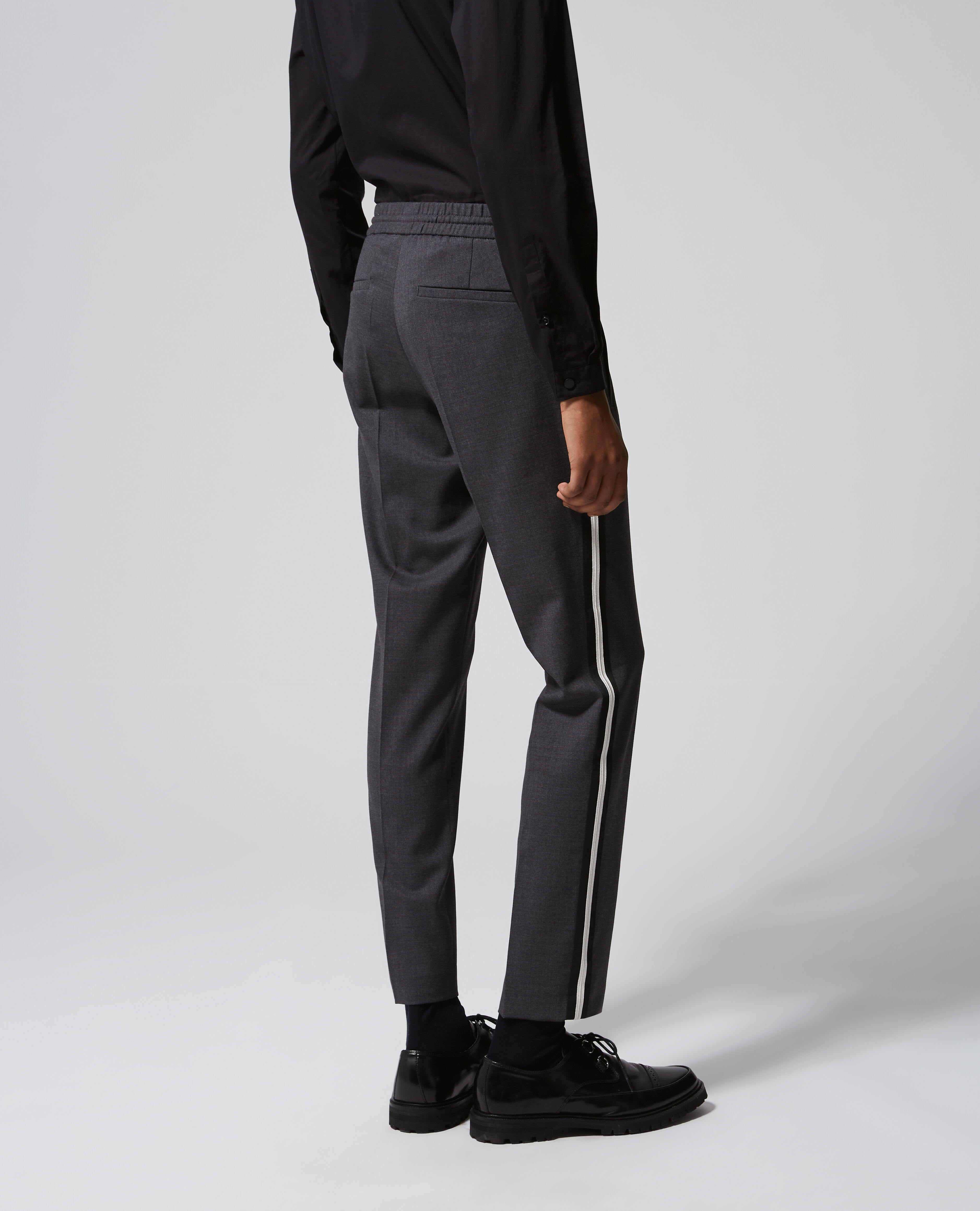 Grey trousers with sales white side stripe