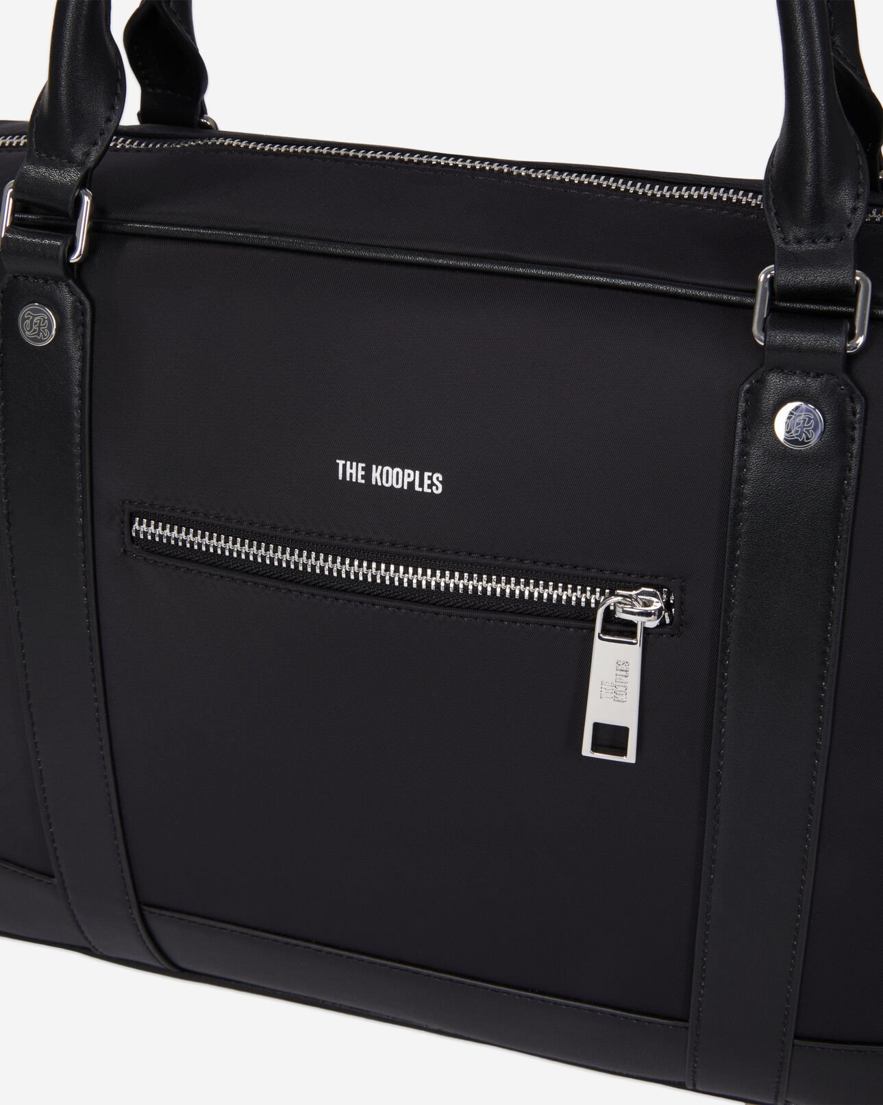 The Kooples HOMME BLACK porte-documents en cuir et fibre nylon noir
