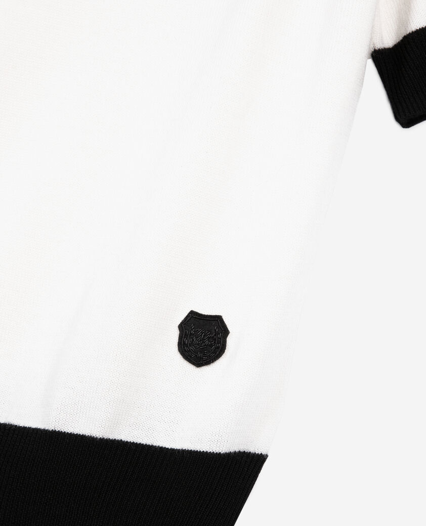 The Kooples WOMEN BLACK-ECRU short-sleeved ecru wool sweater