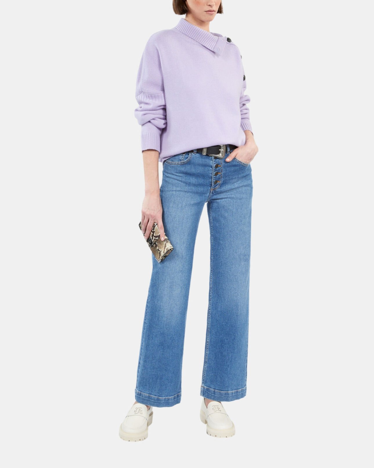 The Kooples FEMME LIGHT PURPLE pull en cachemire avec boutons mauve