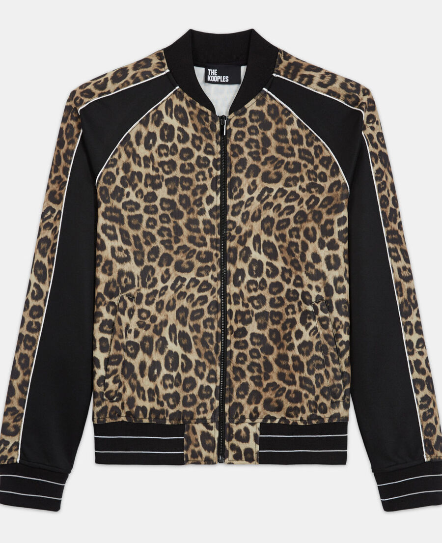 sweatshirt mit reißverschluss und leopardenmuster