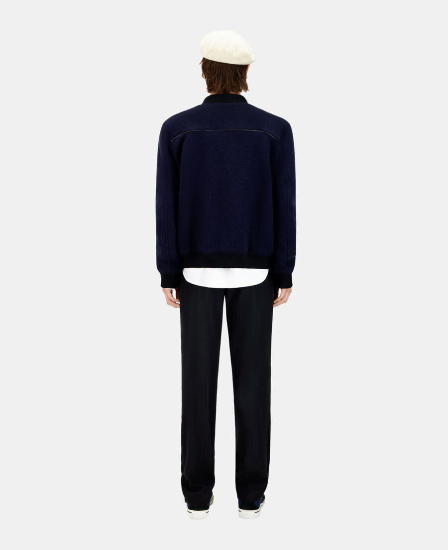 The Kooples HOMME DARK NAVY blouson en tissu bouclette bleu marine