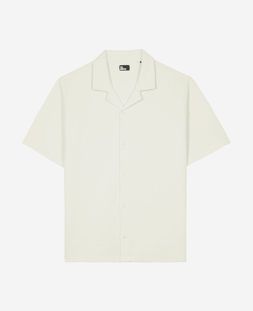 The Kooples H ECRU ecru honeycomb short-sleeve shirt