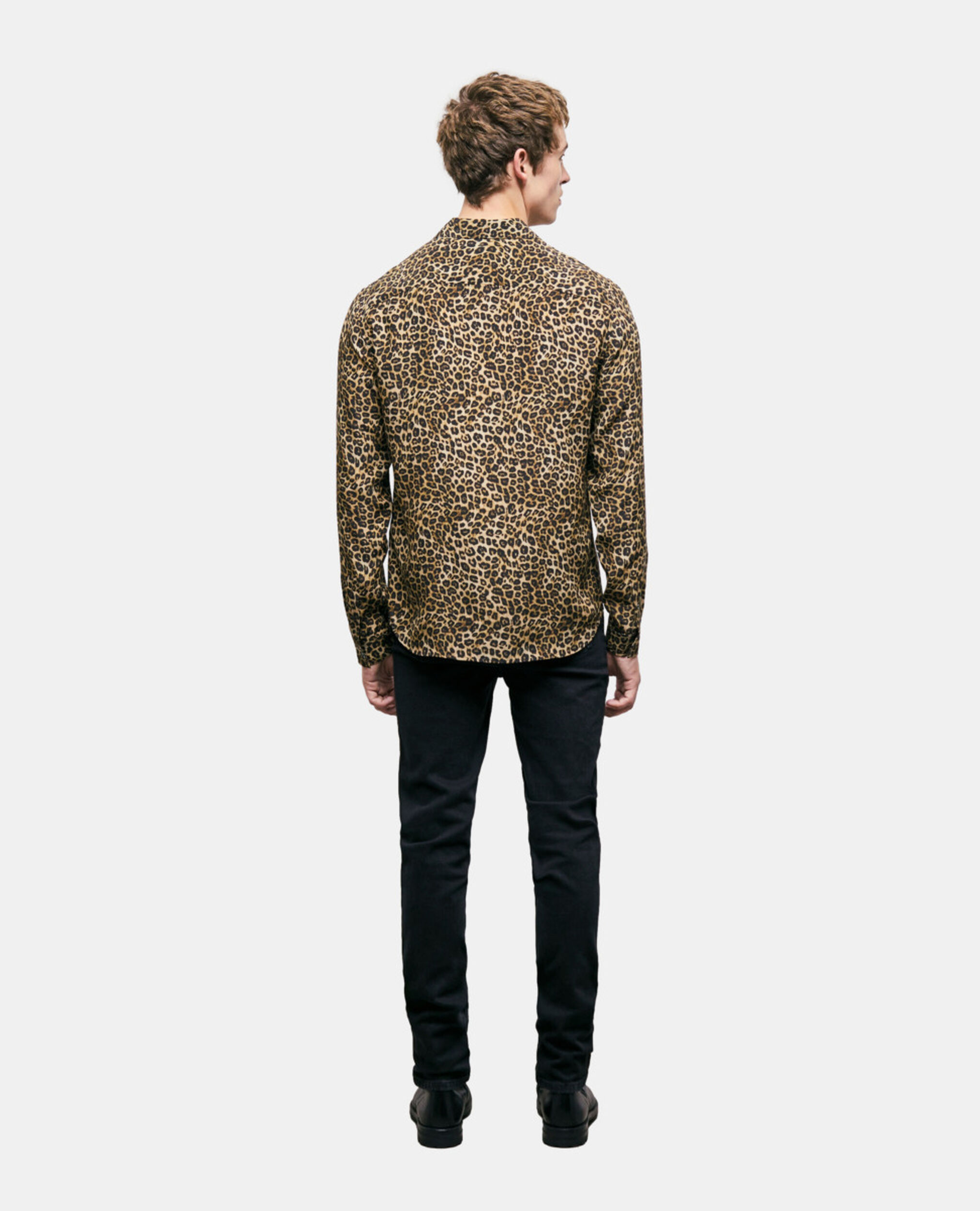 Chemise col classique en soie léopard, LEOPARD, hi-res image number null