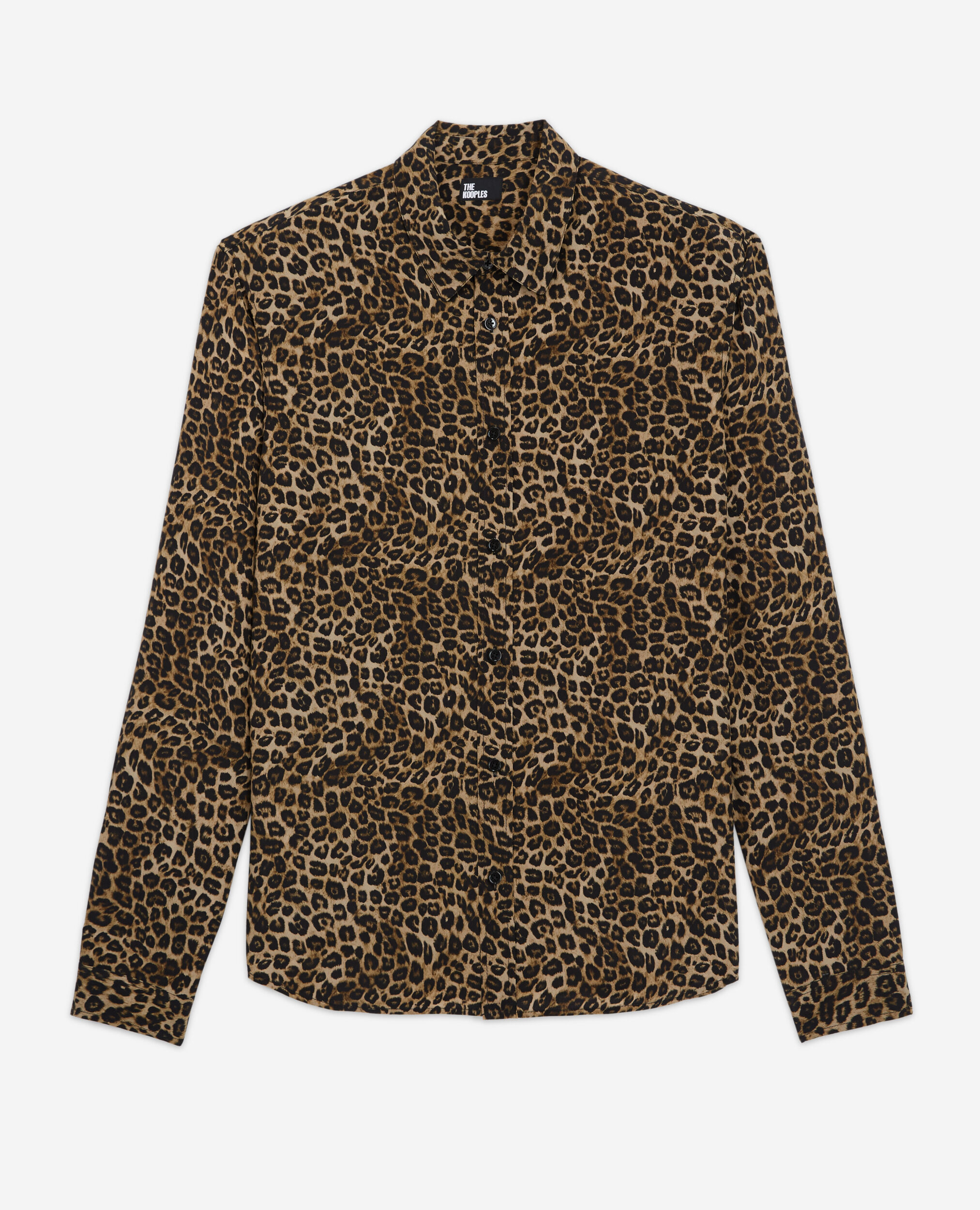 Seidenhemd mit Leopardenmuster und Klassischer Kragen, LEOPARD, hi-res image number null
