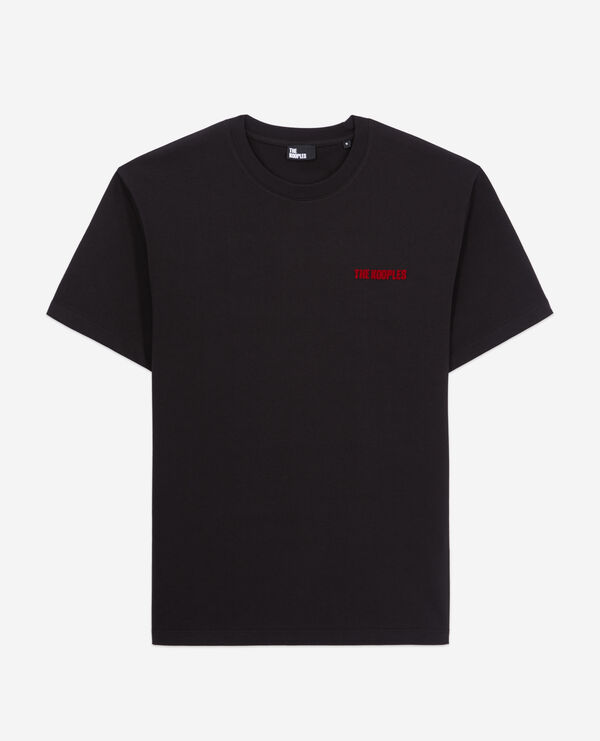 schwarzes t-shirt herren mit logo-siebdruck