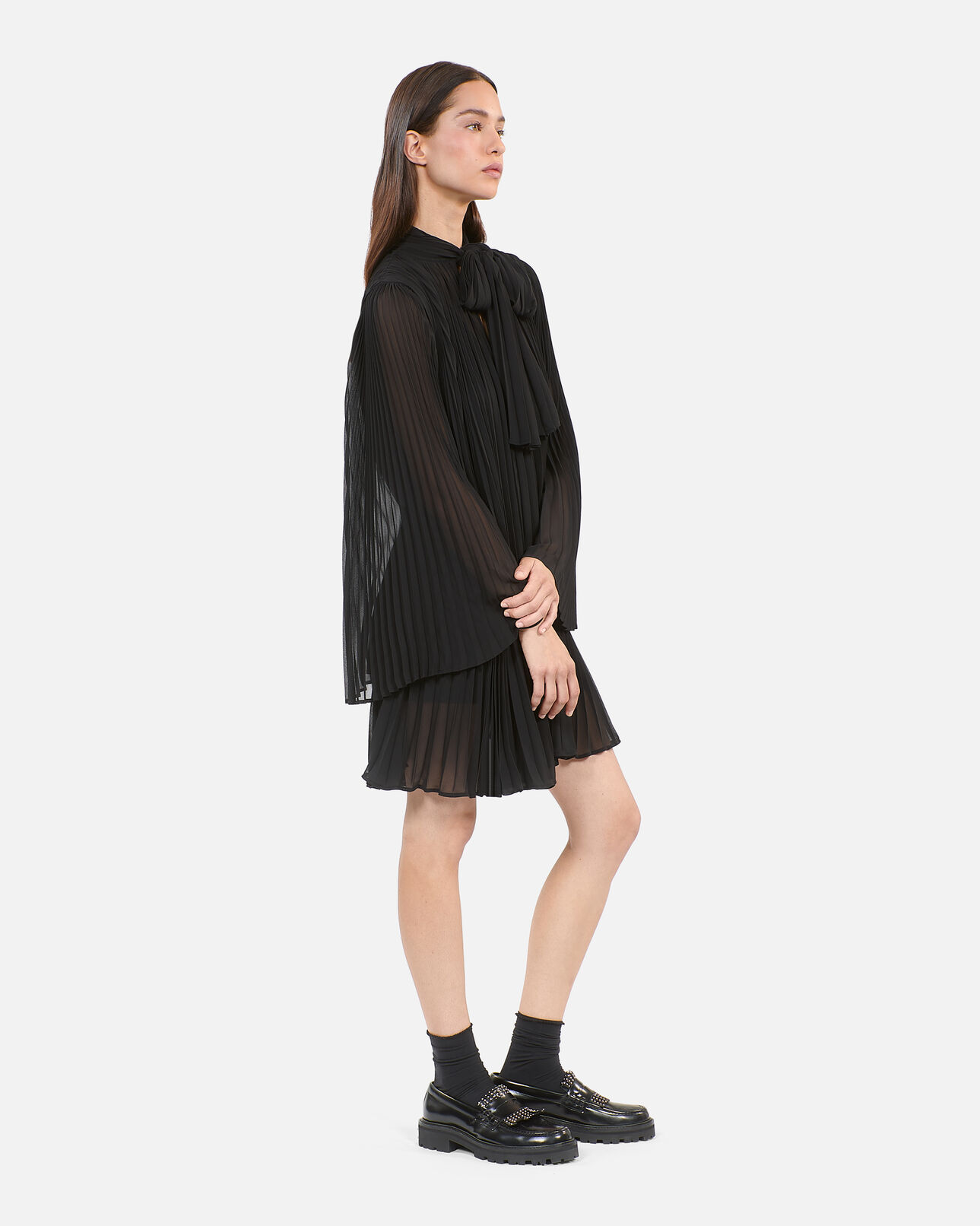 The Kooples FEMME BLACK robe courte plissée noire