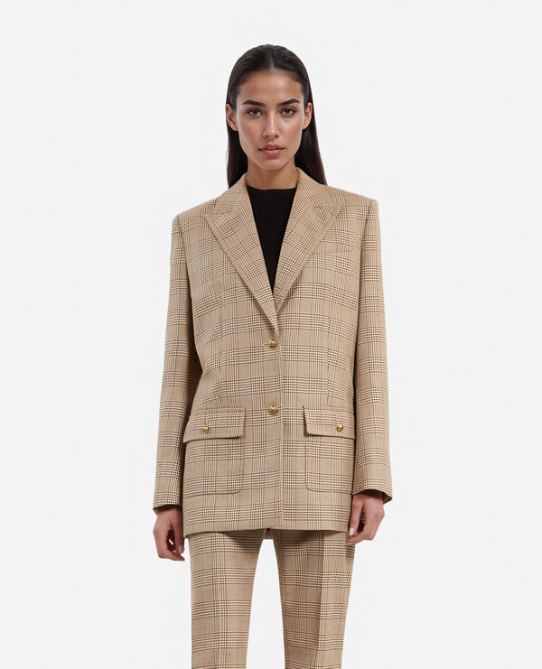 The Kooples DAMEN BEIGE-BROWN anzugjacke aus prince de galles-wolle in beige