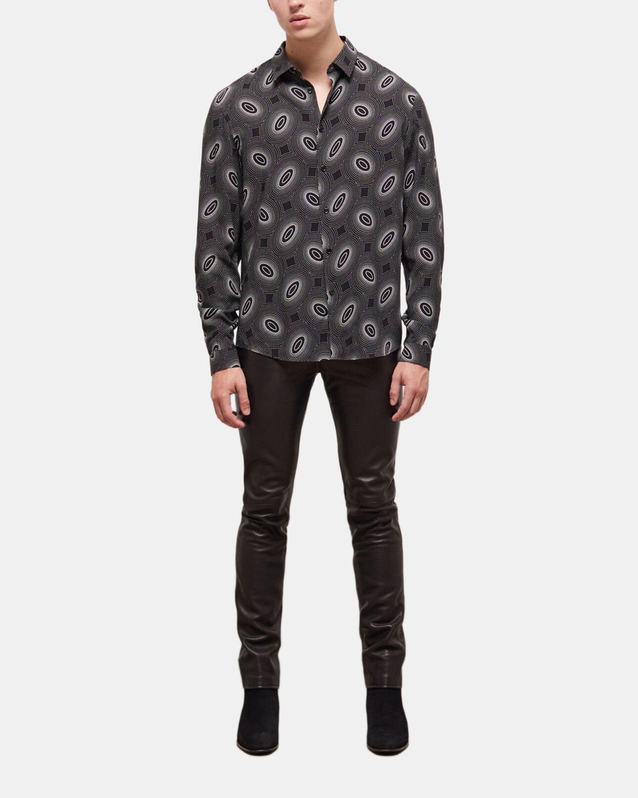 The Kooples HERREN BLACK WHITE hemd mit klassischem kragen und print