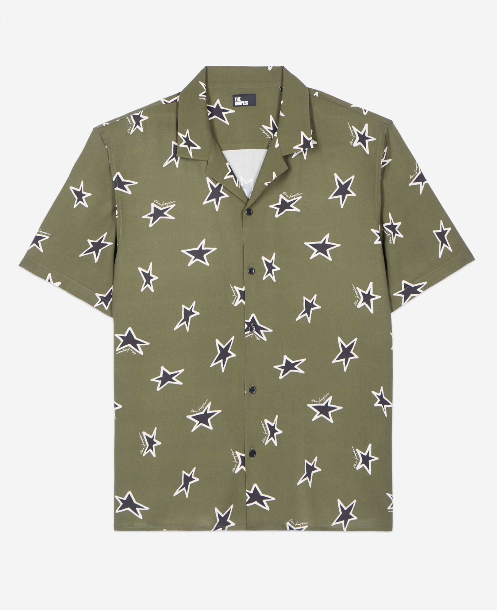 The Kooples MEN KAKI BLACK short-sleeved star printed shirt
