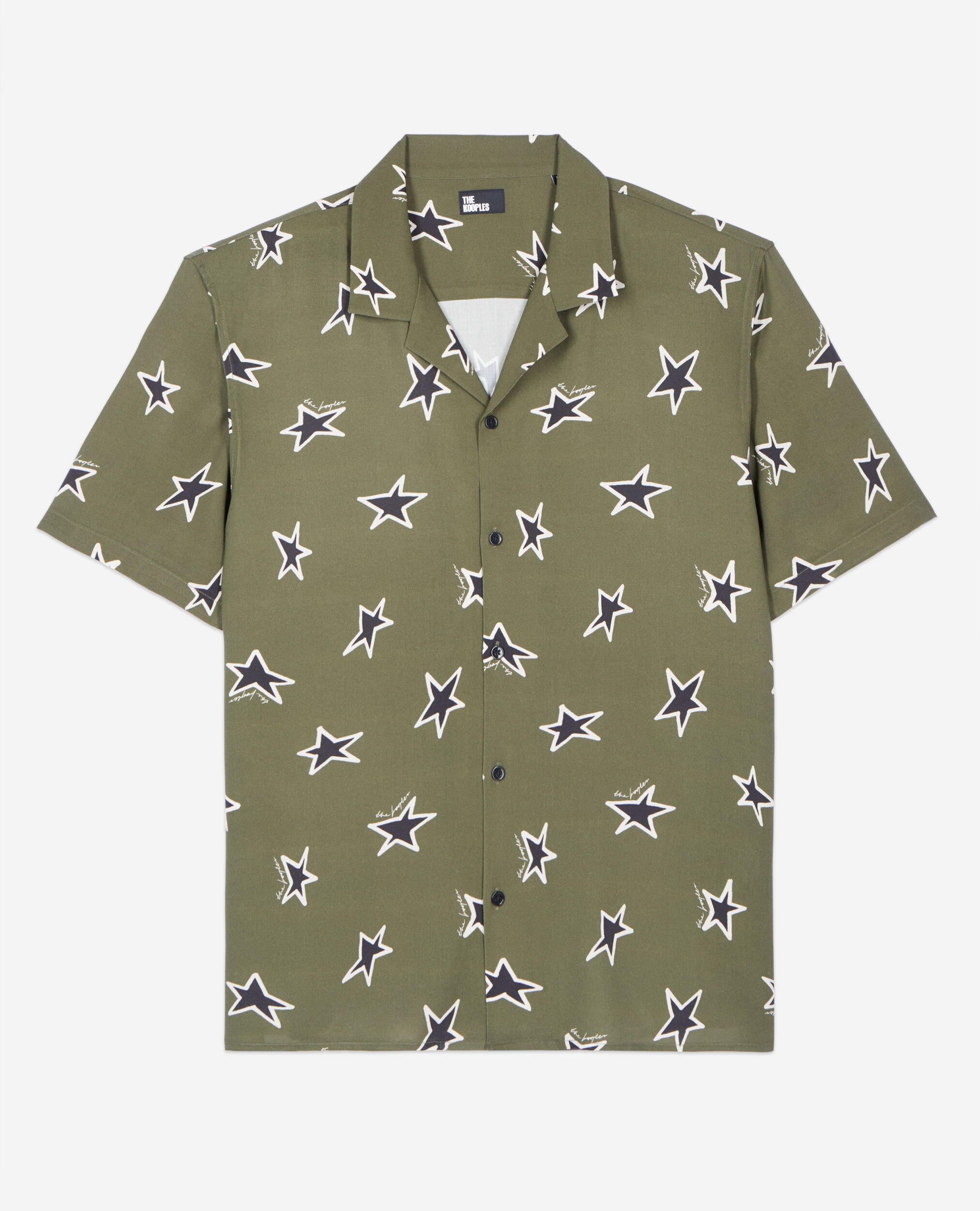 Short-sleeved star printed shirt, KAKI BLACK, hi-res image number null