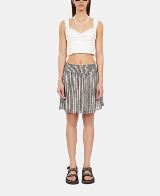 The Kooples FEMME BLACK WHITE jupe courte avec rayures et smocks