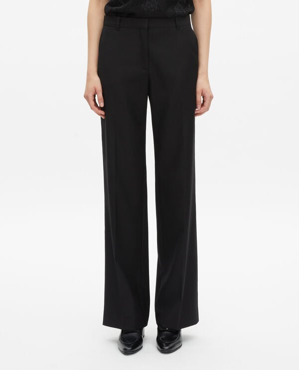The Kooples F BLACK black straight-cut wool tailored trousers 