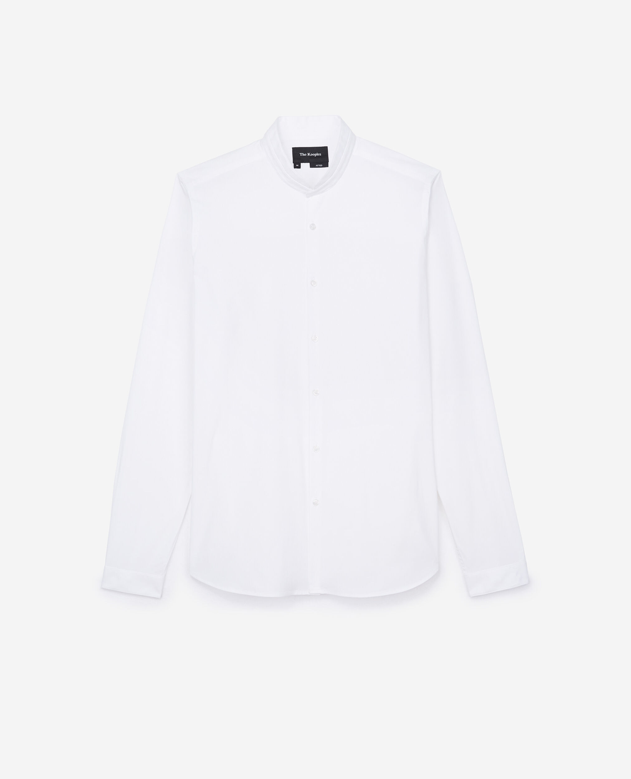 Fitted white officer-collar shirt, WHITE, hi-res image number null