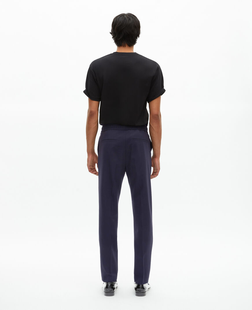 The Kooples HOMME NAVY pantalon élastiqué droit en laine marine