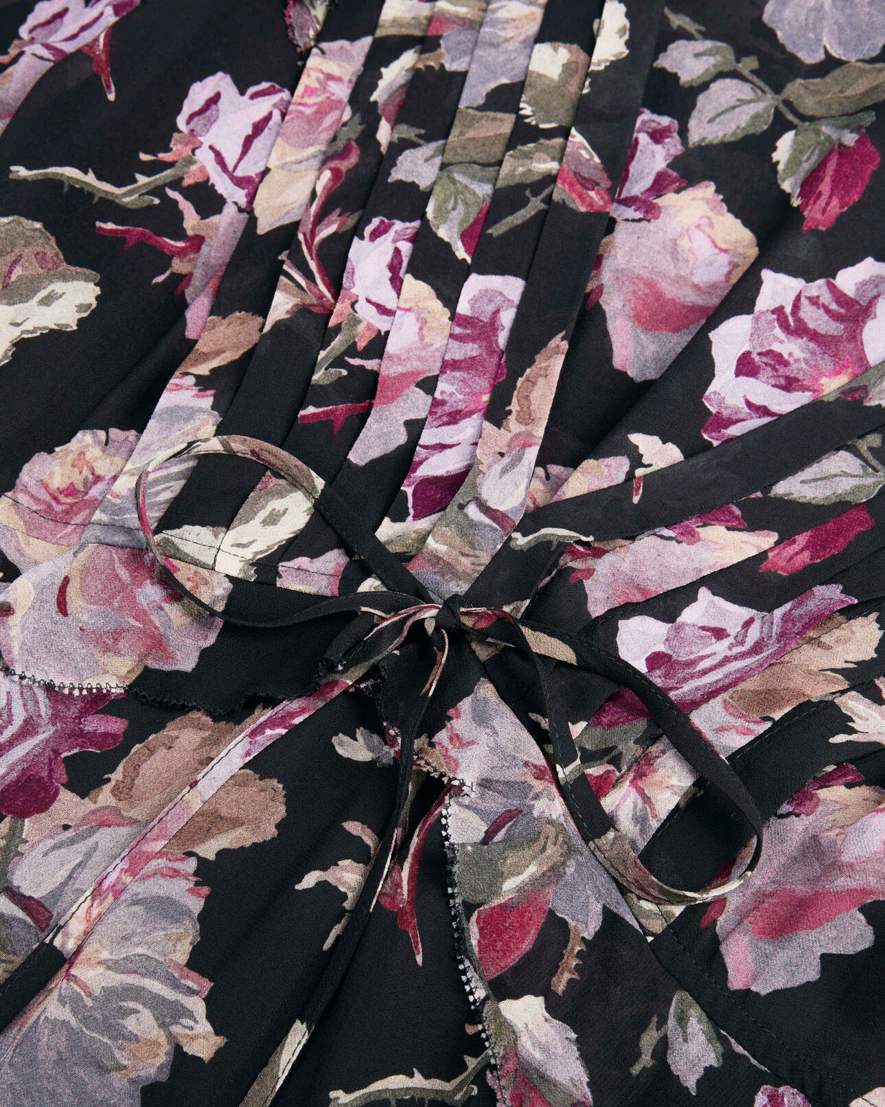 The Kooples WOMEN BLACK / PURPLE black long floral print dress