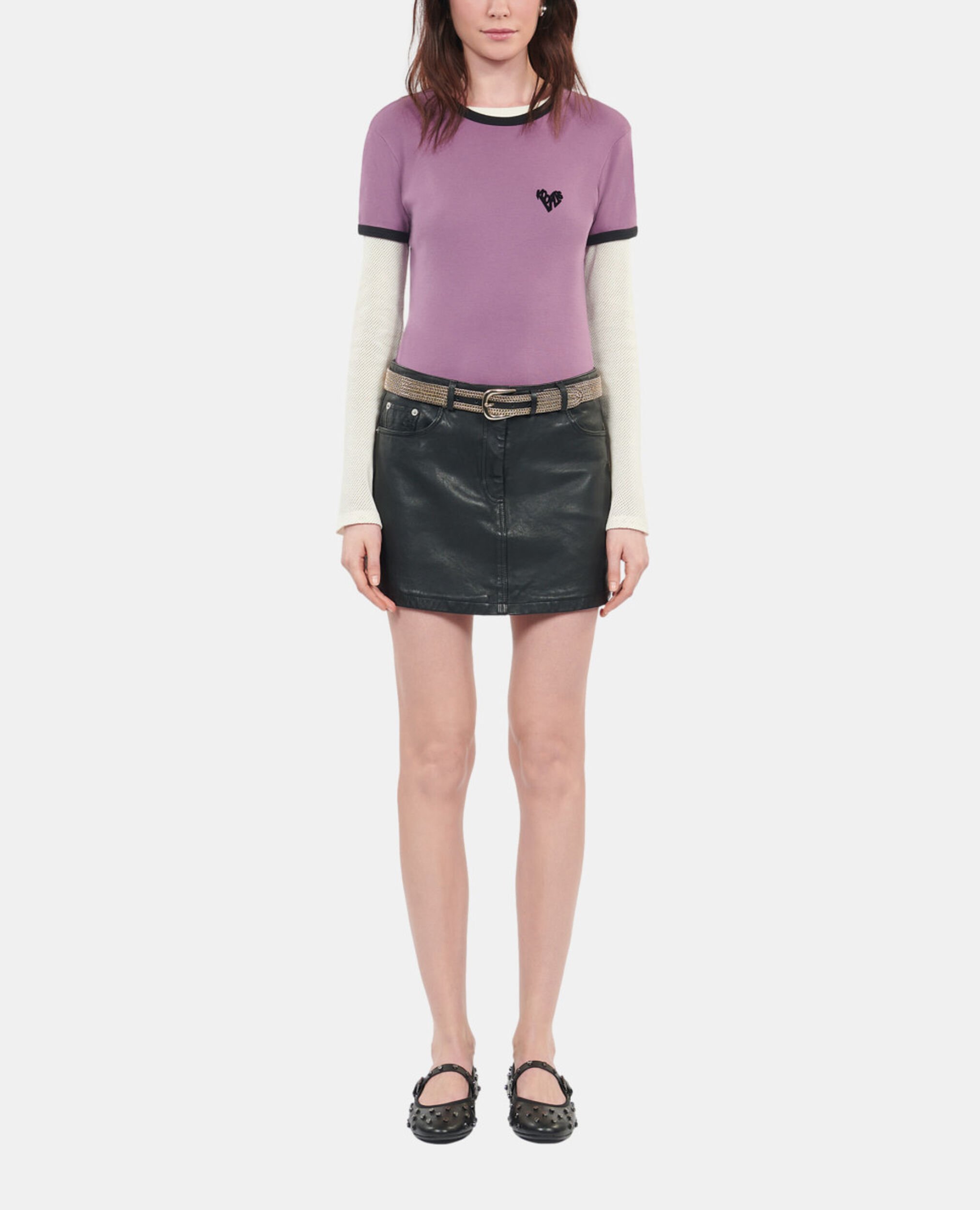 Purple Kooples heart t-shirt, PRUNE, hi-res image number null