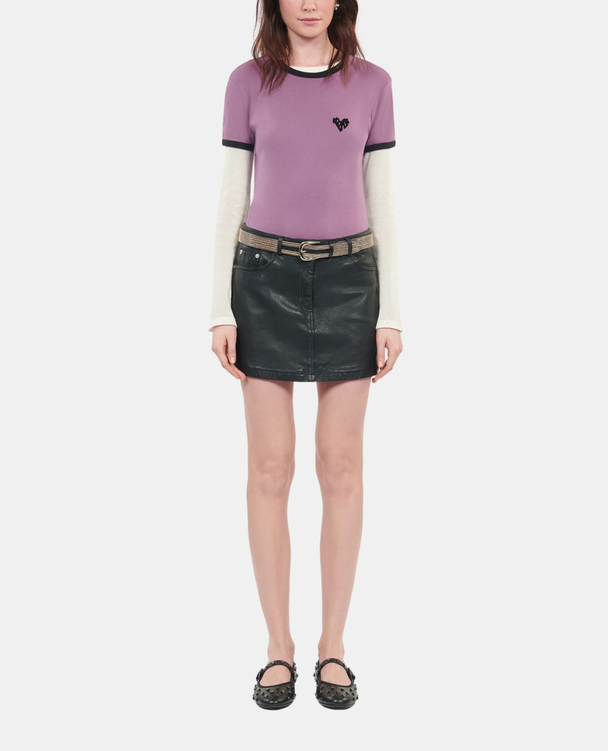 Purple Kooples heart t-shirt, PRUNE, hi-res image number null
