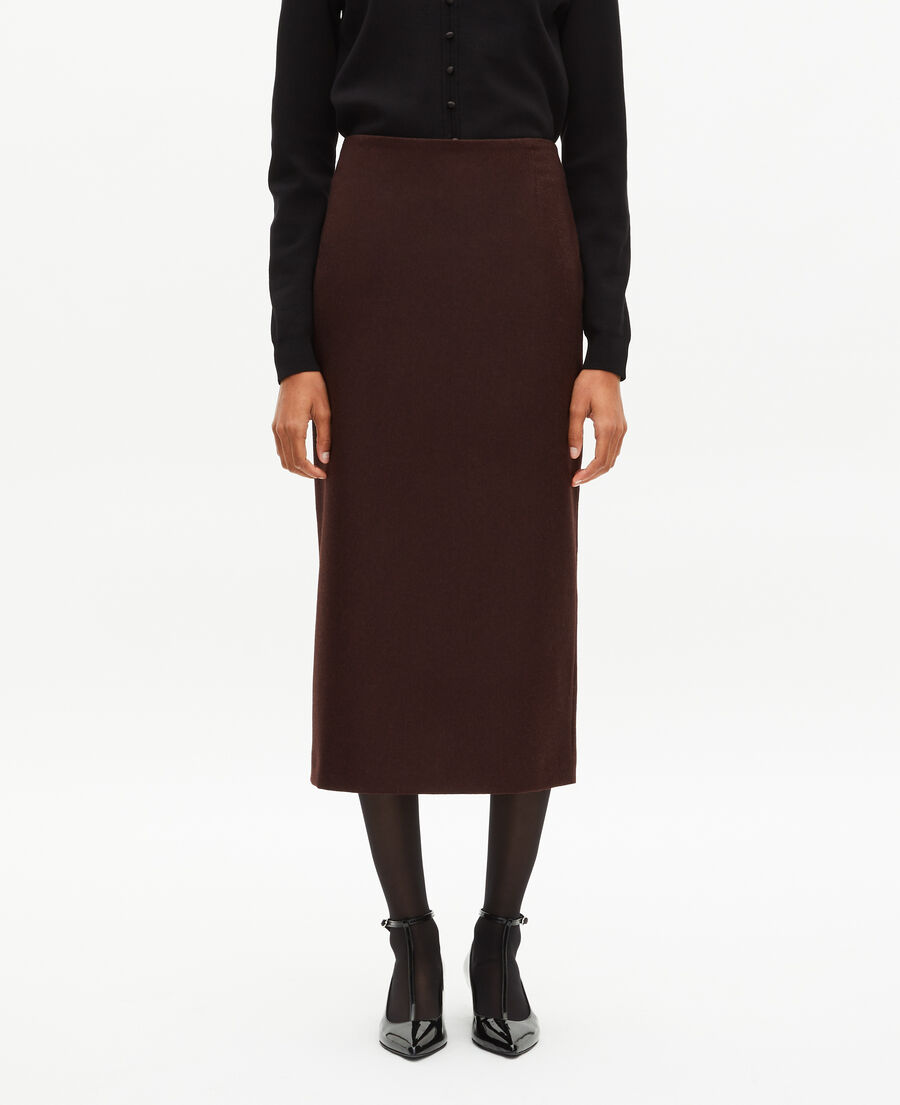 The Kooples WOMEN BROWN long brown pencil skirt