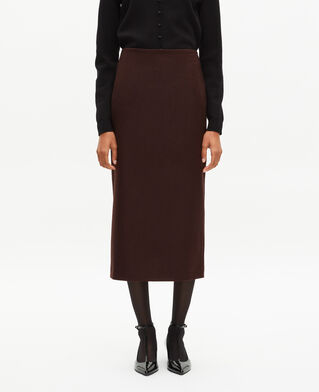 The Kooples WOMEN BROWN long brown pencil skirt
