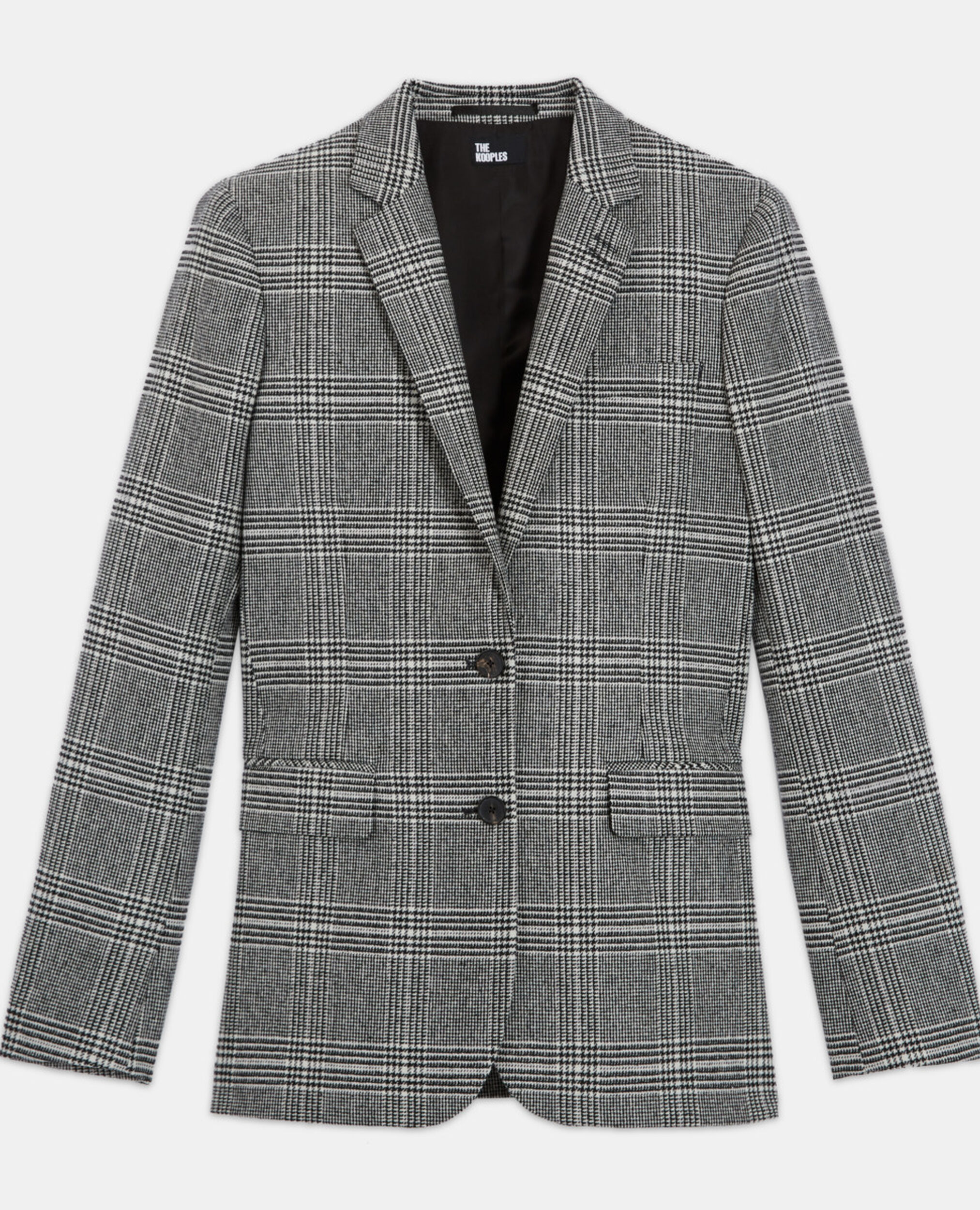 Wool jacket with check motif, BLACK WHITE, hi-res image number null