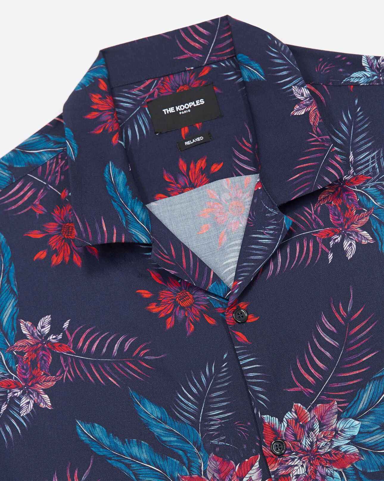 The Kooples HERREN BLUE INK / GREEN / ORANGE langes herrenhemd mit blumen-print