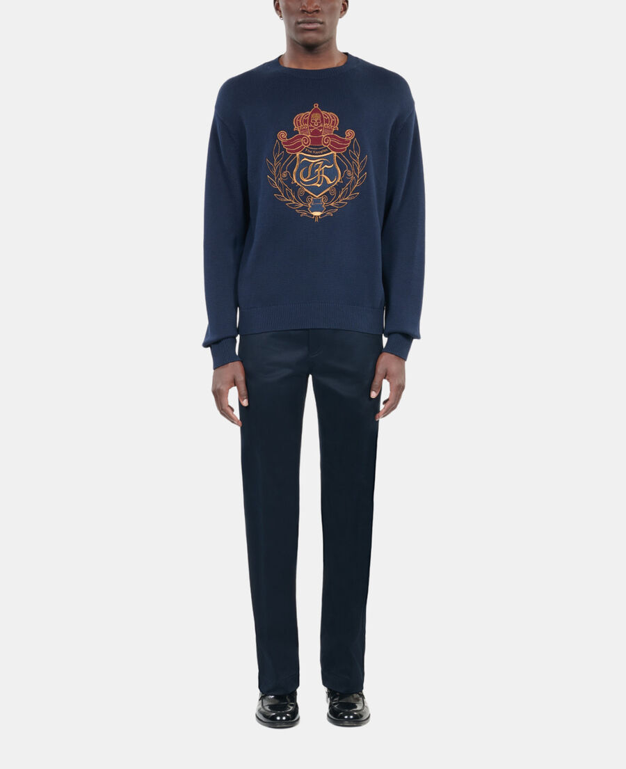The Kooples HOMME NAVY pull en coton bleu marine