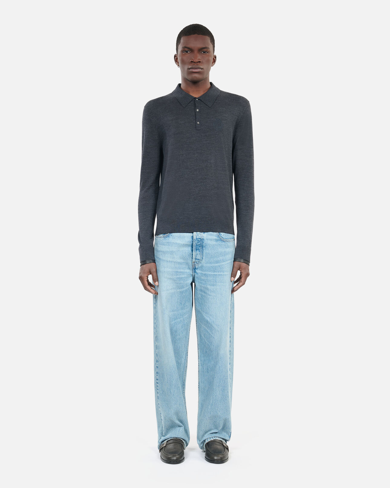 The Kooples HERREN ANTHRACITE MELANGE grauer pullover aus wolle