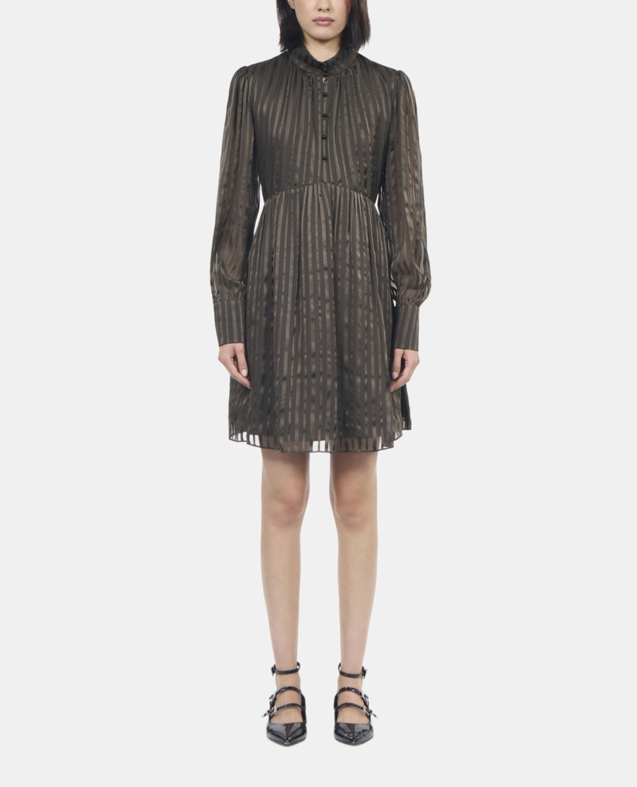 Robe courte en soie kaki, KAKI, hi-res image number null