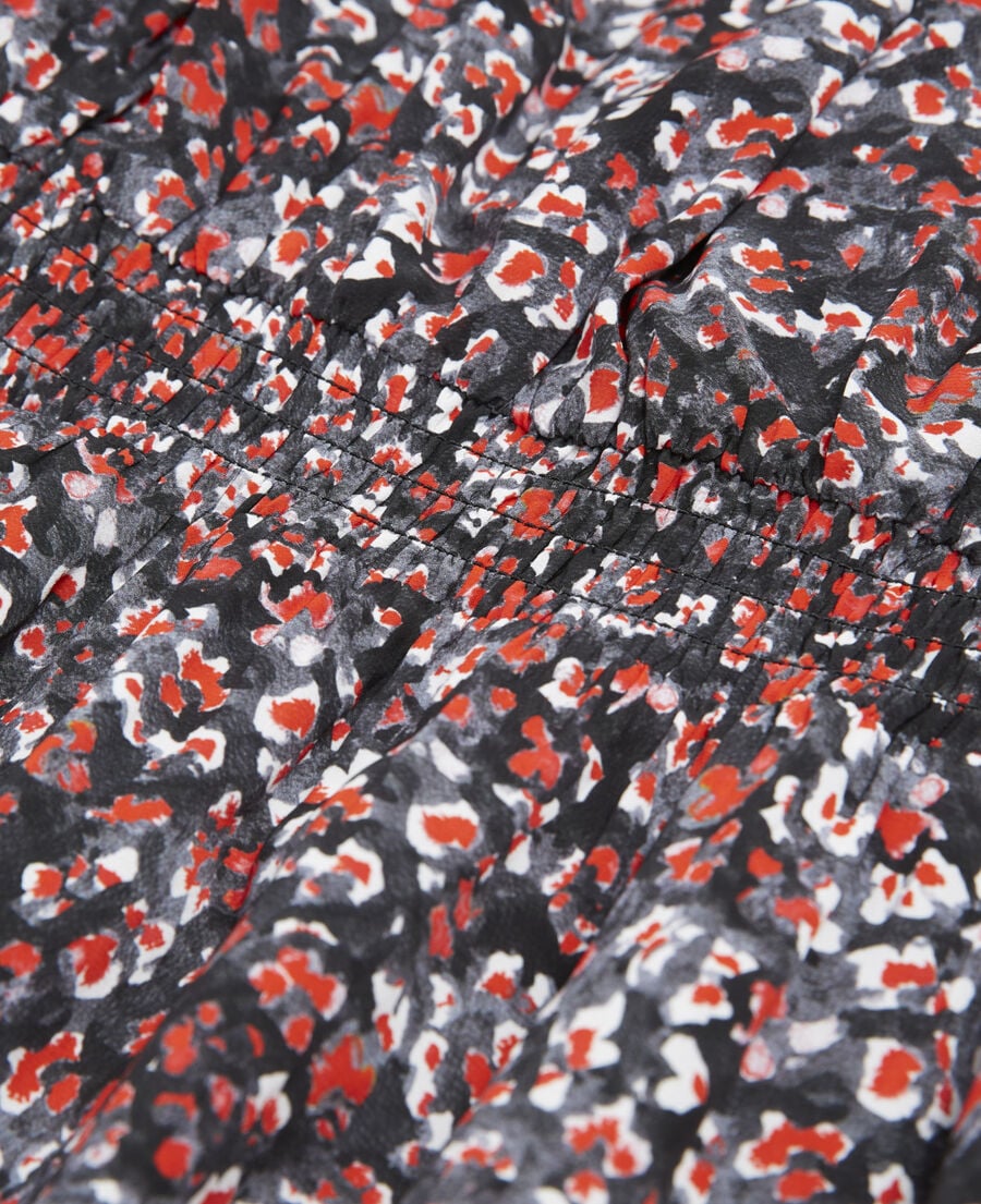 The Kooples FEMME BLACK - RED robe courte ajustée imprimé fleuri