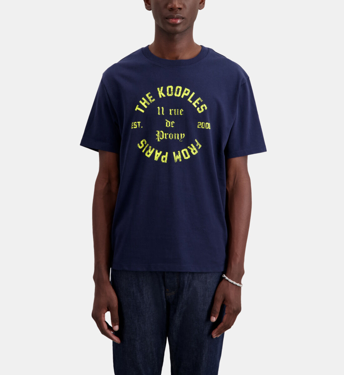 T shirt Homme bleu marine avec s rigraphie 11 Rue de Prony The