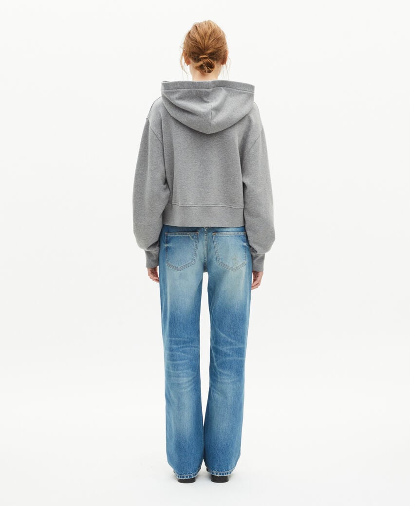 The Kooples DAMEN GREY MELANGE kurzes sweatshirt mit kapuze grau