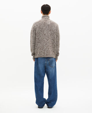 The Kooples MEN BEIGE-BROWN beige and white turtleneck sweater